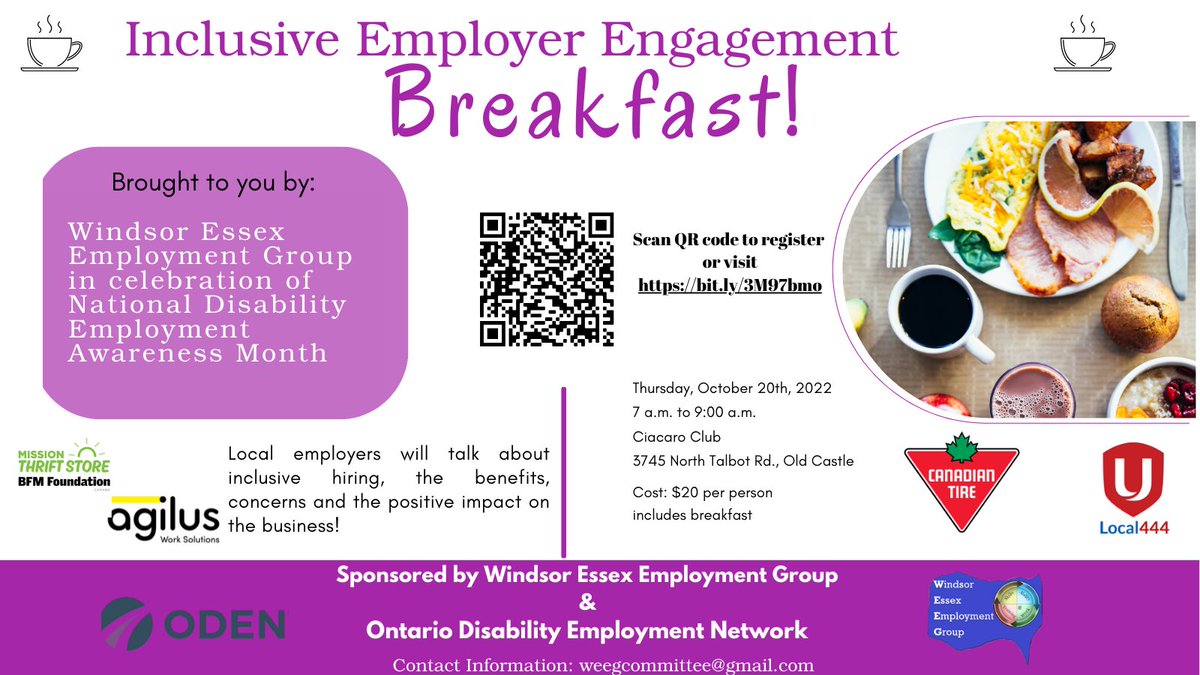 CLECareerCompas's tweet image. Join us and @WEEGcommittee on Thursday Oct 20th for breakfast and to hear local employers speak to the benefits of inclusive hiring - in recognition of #NDEAM2022 #ThePowerofInclusion
@WorkforceWE @clessexcounty