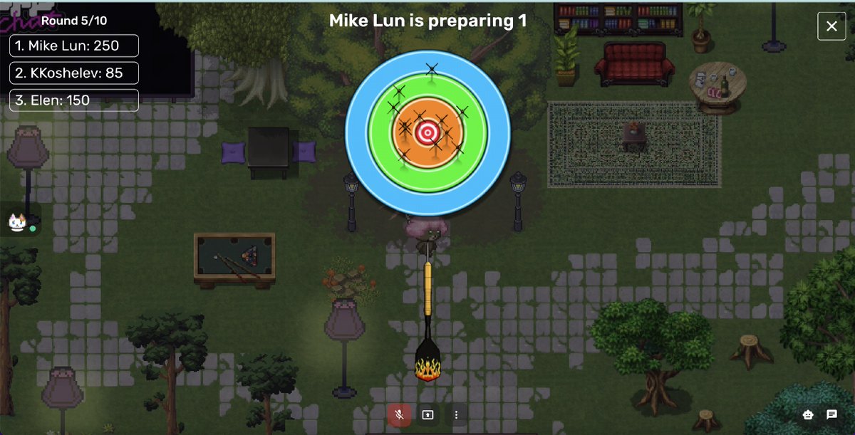 Our meta space is getting more entertaining! Now you can play darts here with your cat pals 🎯
Come and hit the bullseye at pfpchat.com