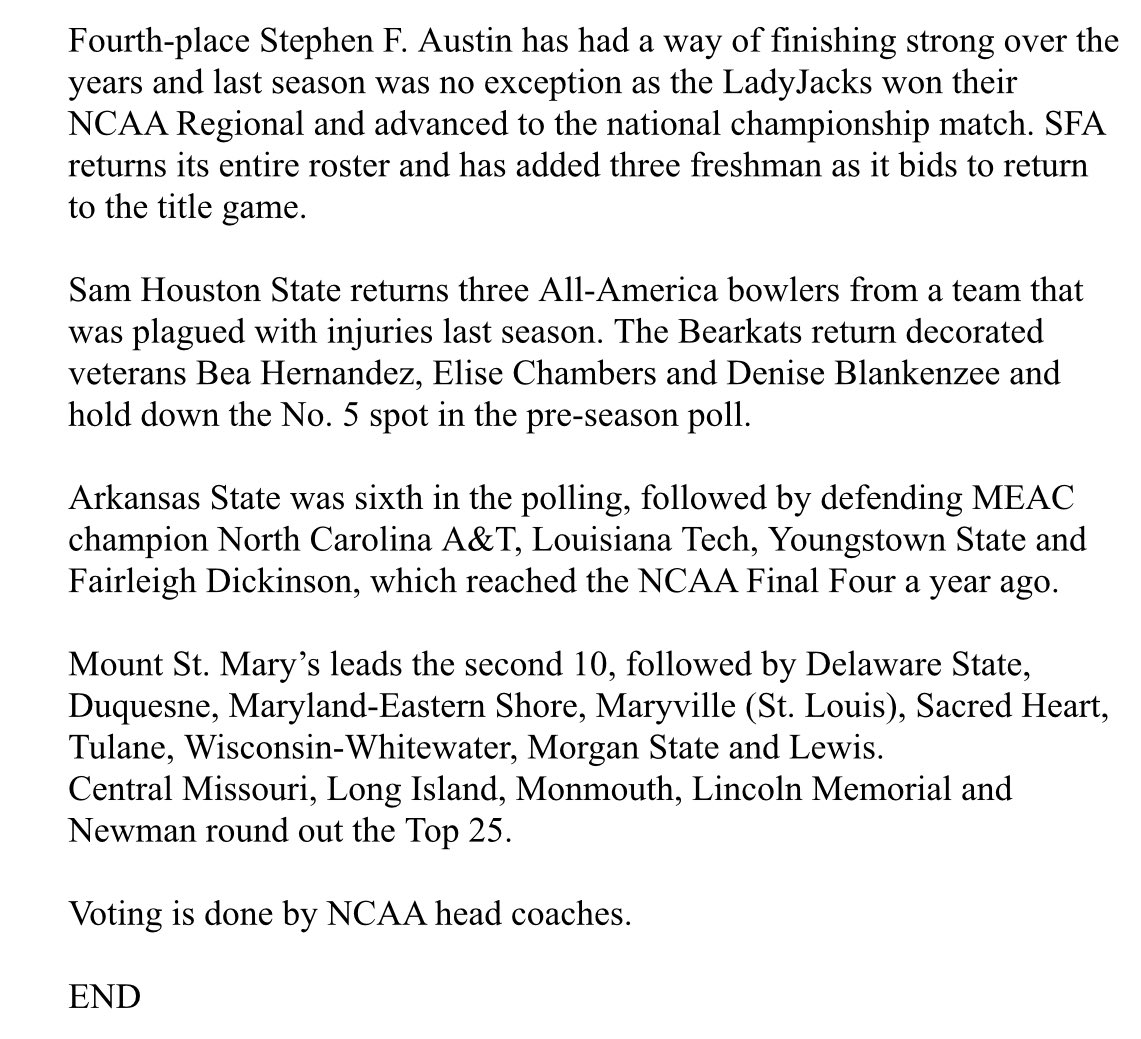 TheNTCA's tweet photo. 🚨🎳The NTCA DI and DII/DIII Preseason Top 25 🏆 https://t.co/mwJzHcxi5r