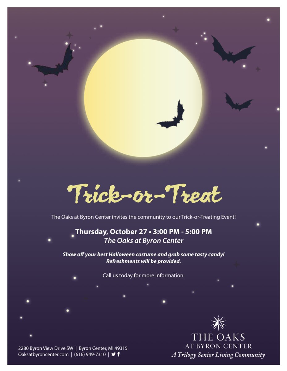 Another "spooktacular" event! Be sure to save the date to trick-or-treat with us on Thursday, October 27th from 3:00pm-5:00pm. 🍬