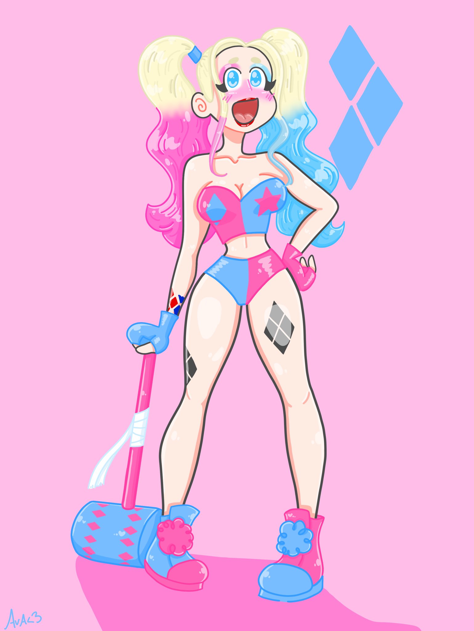 (slay)va!! on Twitter: "Drew Harley Quinn in a pink/blue fit, inspired