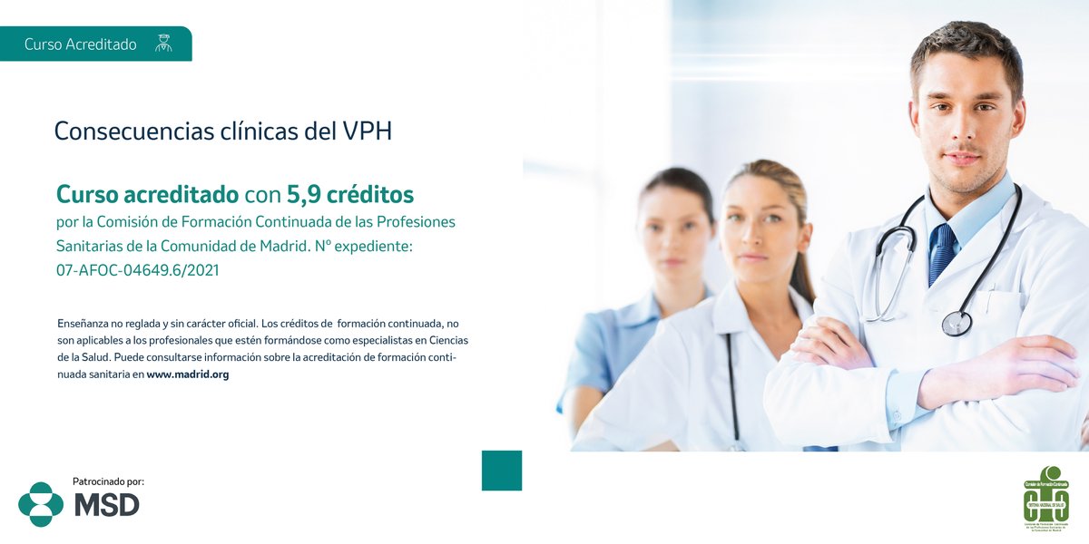👩🏻‍⚕️👨🏽‍⚕️👨🏼‍⚕️👩🏼‍⚕️ 👩🏽‍⚕️Conozca la importancia de las consecuencias clínicas del #VPH en este curso de #FormacionMSD. Está dirigido a profesionales de #medicina y #enfermería. 
Disponible en 👉🏻 bddy.me/3RFhGPo