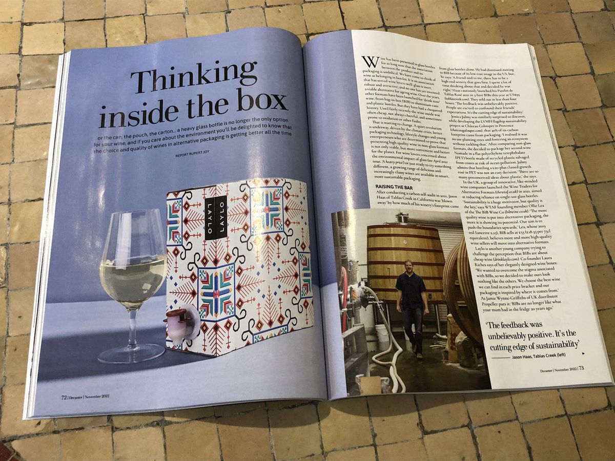 Rupert Joy (@joyrupert) on Twitter photo My article on wine in alternative formats (BIBs, cans, pouches, plastic bottles, etc) - featuring wines from <a href="/BIBWine/">The BIB Wine Company</a>, <a href="/VickyWine/">Miss Vicky Wine</a>, <a href="/drinklaylo/">Laylo</a>, <a href="/CopperCrewWines/">The Copper Crew</a>, <a href="/wheninromewine/">When in Rome</a>, <a href="/TablasCreek/">Tablas Creek</a>, <a href="/MoreWineOnTap/">More Wine</a> and others - is in the latest edition of <a href="/Decanter/">Decanter</a> magazine. My article on wine in alternative formats (BIBs, cans, pouches, plastic bottles, etc) - featuring wines from <a href="/BIBWine/">The BIB Wine Company</a>, <a href="/VickyWine/">Miss Vicky Wine</a>, <a href="/drinklaylo/">Laylo</a>, <a href="/CopperCrewWines/">The Copper Crew</a>, <a href="/wheninromewine/">When in Rome</a>, <a href="/TablasCreek/">Tablas Creek</a>, <a href="/MoreWineOnTap/">More Wine</a> and others - is in the latest edition of <a href="/Decanter/">Decanter</a> magazine.