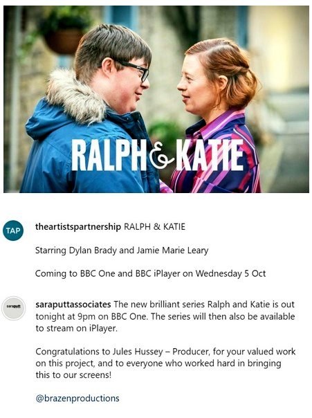 We are so proud of our fellow production partners. We will definitely be watching! ❤ @SaraPuttAssoc @TheAPartnership #ThePartnershipGroup #RalphandKatie @BBCOne