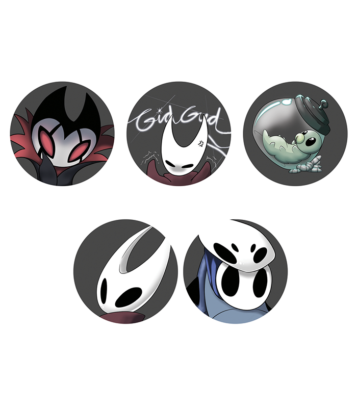 AtelierWofuru's tweet photo. A little set of buttons to go along with the little knight head design that was posted a few days ago.
Which is your favorite bug little friend ?
.
.
#HollowKnight #Quirrel #Hornet #Grub #CircusMaster #atelierwofuru https://t.co/6UJP13O2fv