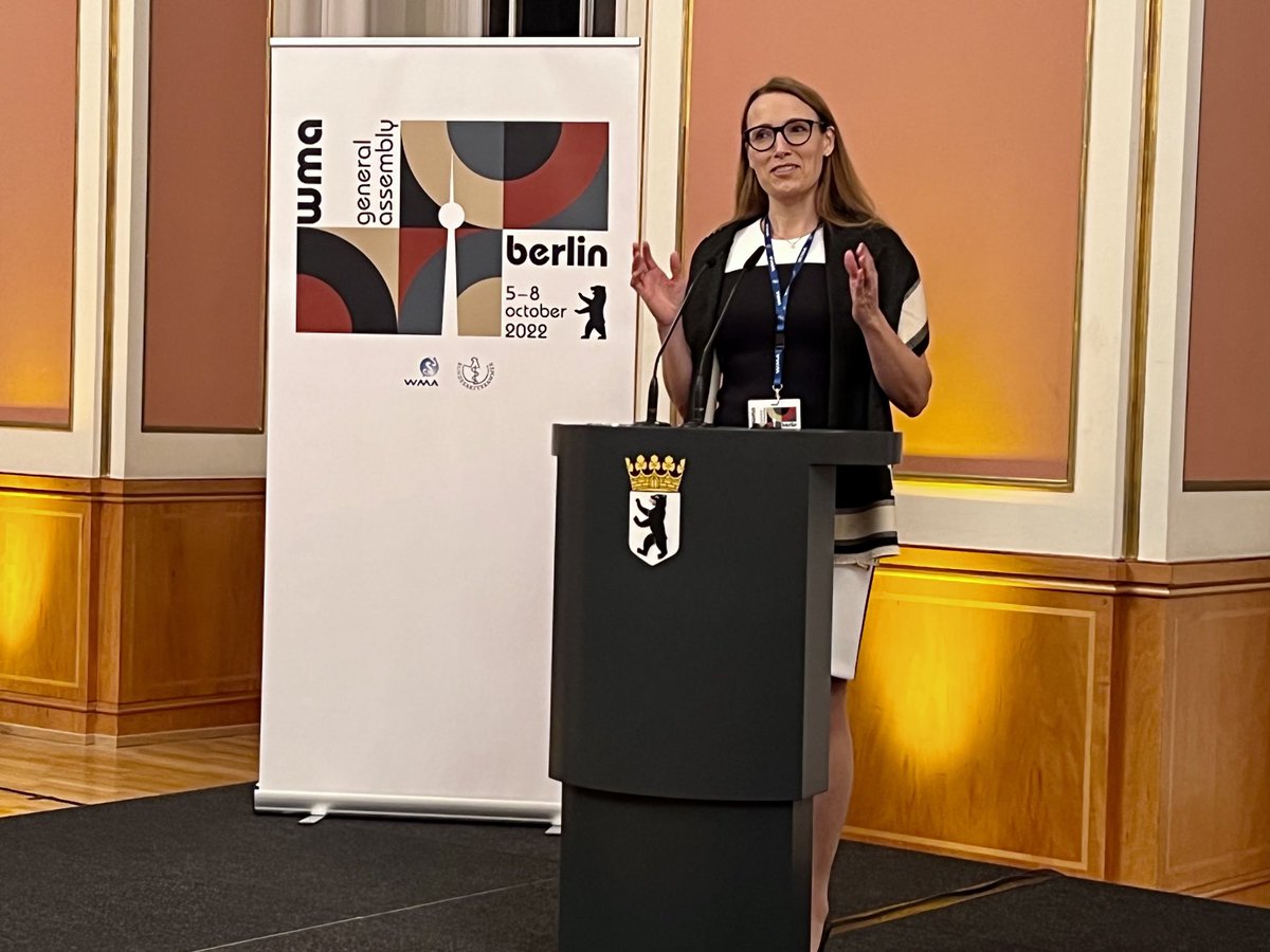 medwma's tweet photo. Dr Heidi Stensmyren, President Elect of WMA reiterating the importance of self governing bodies in the development of medical ethics 
⁦@HeidiStensmyren⁩ https://t.co/Nw46h1aqaQ