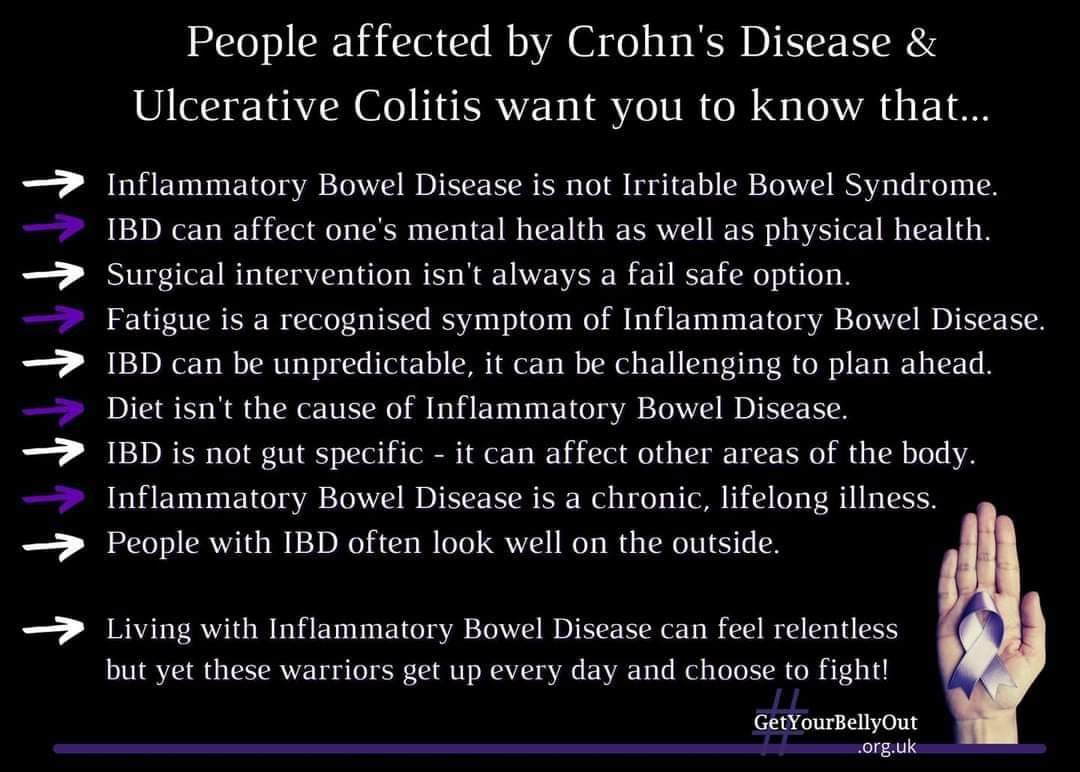 Leave a 💜 if you agree with the following 🥰 People affected by #Crohns Disease & Ulcerative #Colitis want you to know that...