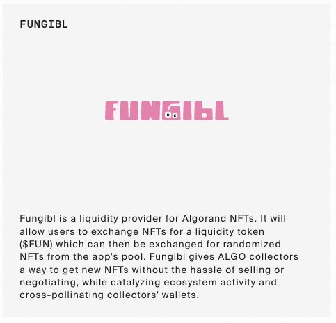 FungiblApp's tweet photo. Fungibl is building with an @AlgoFoundation grant. Now that we’ve gone public with our development, we’ve been added to the Grants page. Very cool 😎 Thanks AF! https://t.co/OQoGPVXaE4