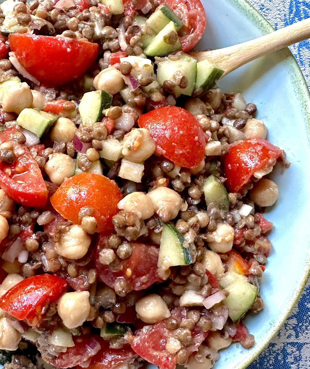 Need iron? Eat lentils! Lentil chickpea salad. Nomnom. #veganfood #vegan
