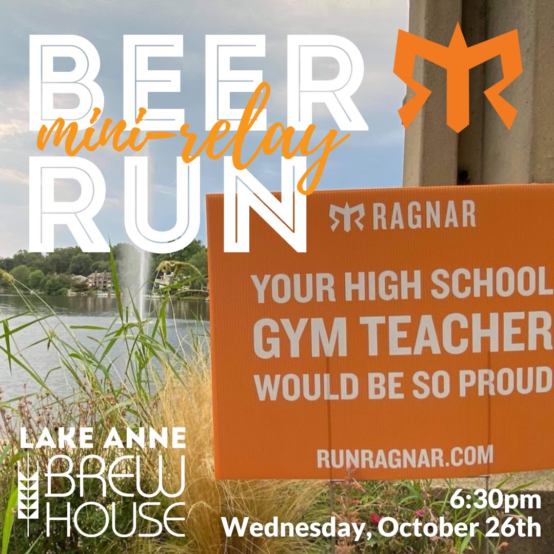 lakeannebrew's tweet photo. Plan now: RAGNAR ambassadors (with swag &amp; giveaways) join our last-Wednesday BEER RUN on October 26th! Pull out your best COSTUME (or at least wear Ragnar/LABH orange) and join in the FUN mini-relay format! ALL are welcome!
.
#ragnar #beerrun #runragnar #restonva #willrunforbeer https://t.co/l7rvXB3eWq
