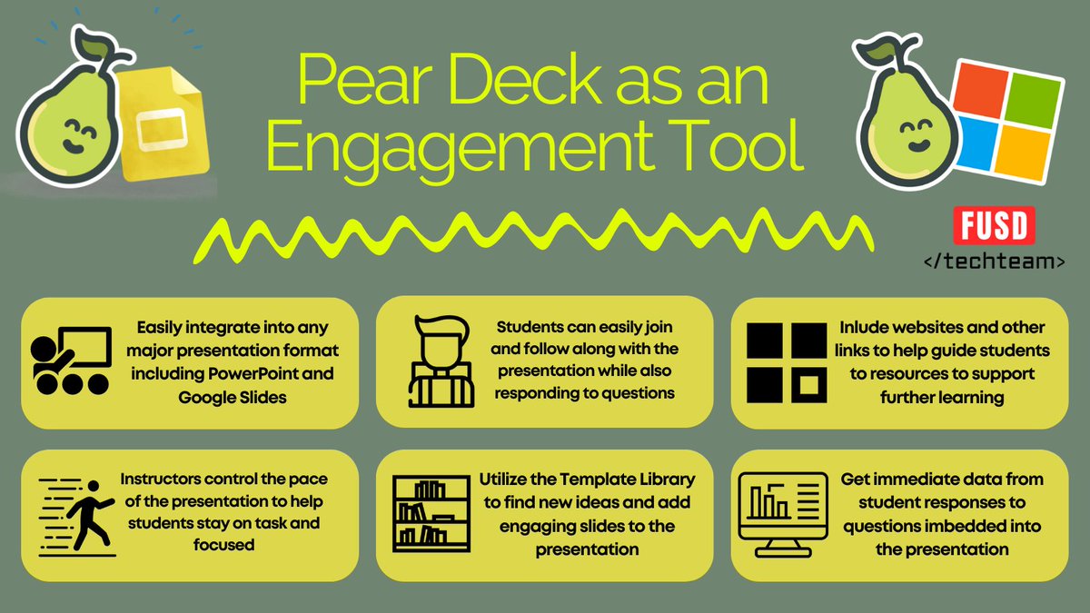 Edtechiness's tweet photo. Creating engagement with students is important for learning in many different ways. Using @PearDeck as a tool to encourage engagement can offer teachers the ability to get students active in learning and also collect data in real-time. #FUSDEdTech #ISTE #edtech https://t.co/QNsYAUQmJB