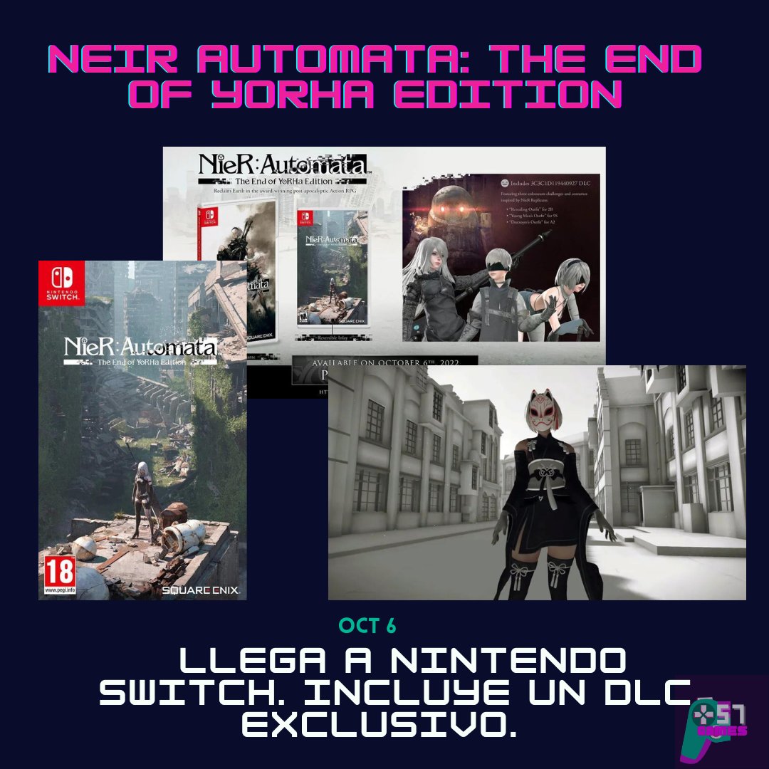 plus57games's tweet photo. LANZAMIENTOS OCTUBRE 2022
1. Overwatch 2 (4 oct)
2. Nier Automata: The End of YorHa Edition (6 oct - Nintendo Switch)
3. 9 Years Of Shadow (10 oct - PC) https://t.co/anUuK0QrY7