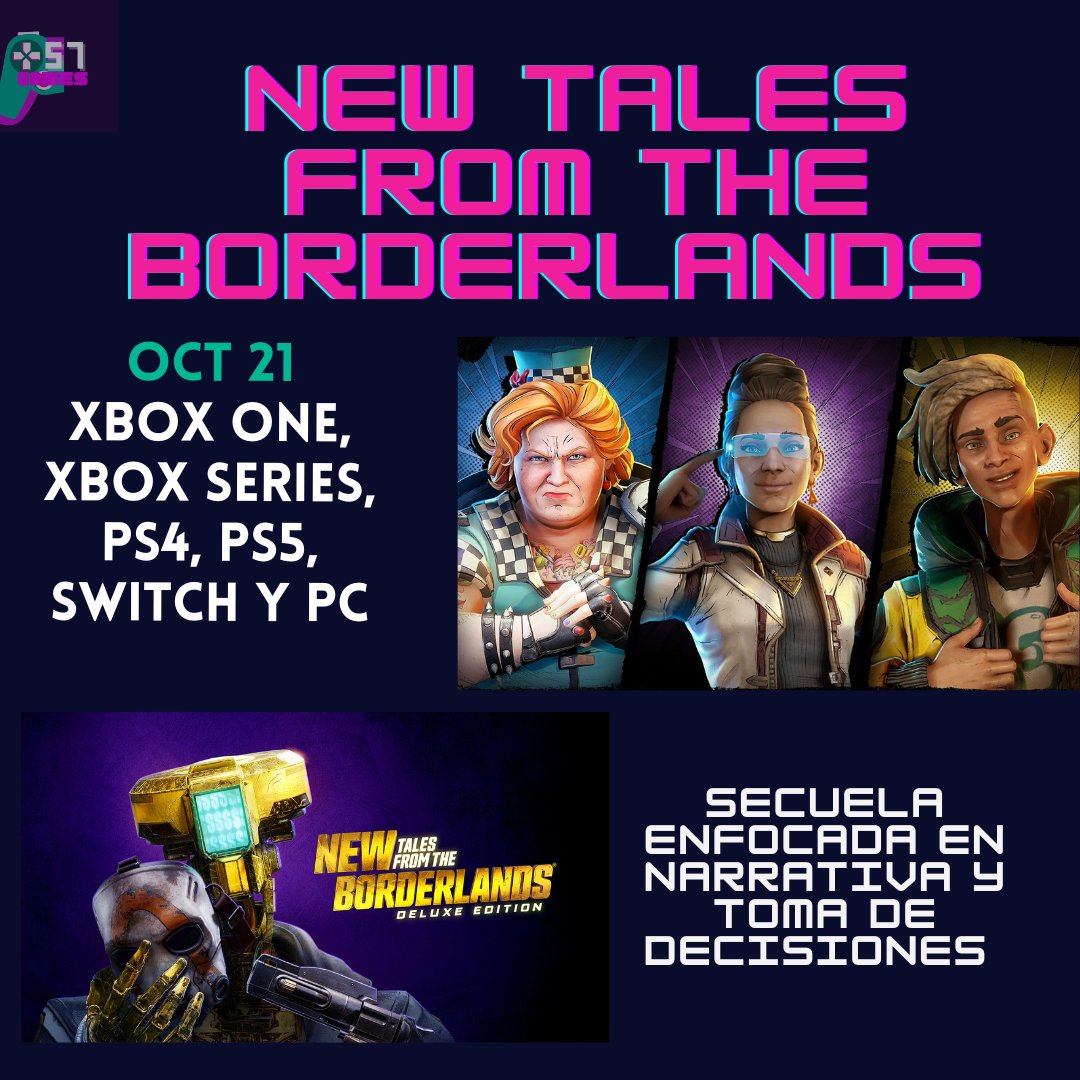 plus57games's tweet photo. 12. NEW TALES FROM THE BORDERLANDS  (21 oct - XBOX ONE, XBOX SERIES, PS4, PS5, Switch y PC)
13. Mount &amp; Blade II: Bannerlord (25 oct - XBOX ONE, XBOX SERIES, PS4, PS5 y PC)
14. Star Ocean: The Divine Force (27 oct - XBOX Series, XBOX ONE, PS4, PS5 y PC) https://t.co/utsh5v6Nns