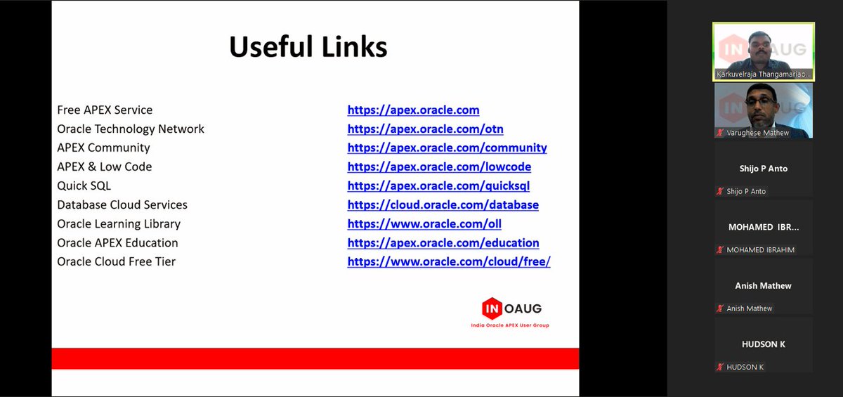 Today INOAUG has been launched PowerGrad in Kerala Region . Thanks <a href="/tkarkuvelraja/">Karkuvelraja Thangamariappan</a> for the wonderful session. #orclapex #oracleAPEXIndia
#oracleAPEXAPAC #inoaug <a href="/chaitanya_in/">Chaitanya Koratamaddi PM #orclAPEX</a> <a href="/varghese0905/">Varughese Mathew</a>