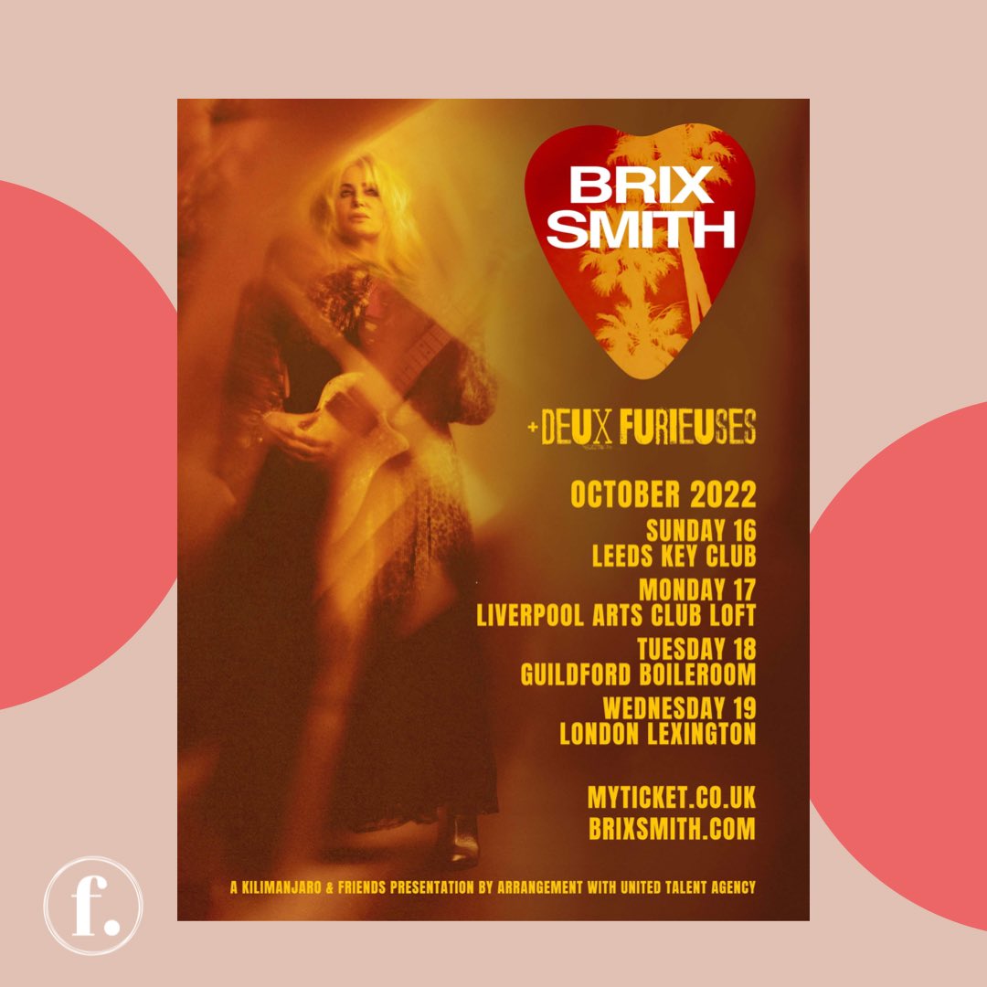 theflistmusic's tweet image. We are thrilled to support our super cool rock guitar &amp;amp; songwriting goddess F-List President @Brixsmithstart as she starts her mini-tour this week! Rocking up at 4 venues across the UK with her all female supergroup check out the First Lady of PostPunk while you can #brixsmith