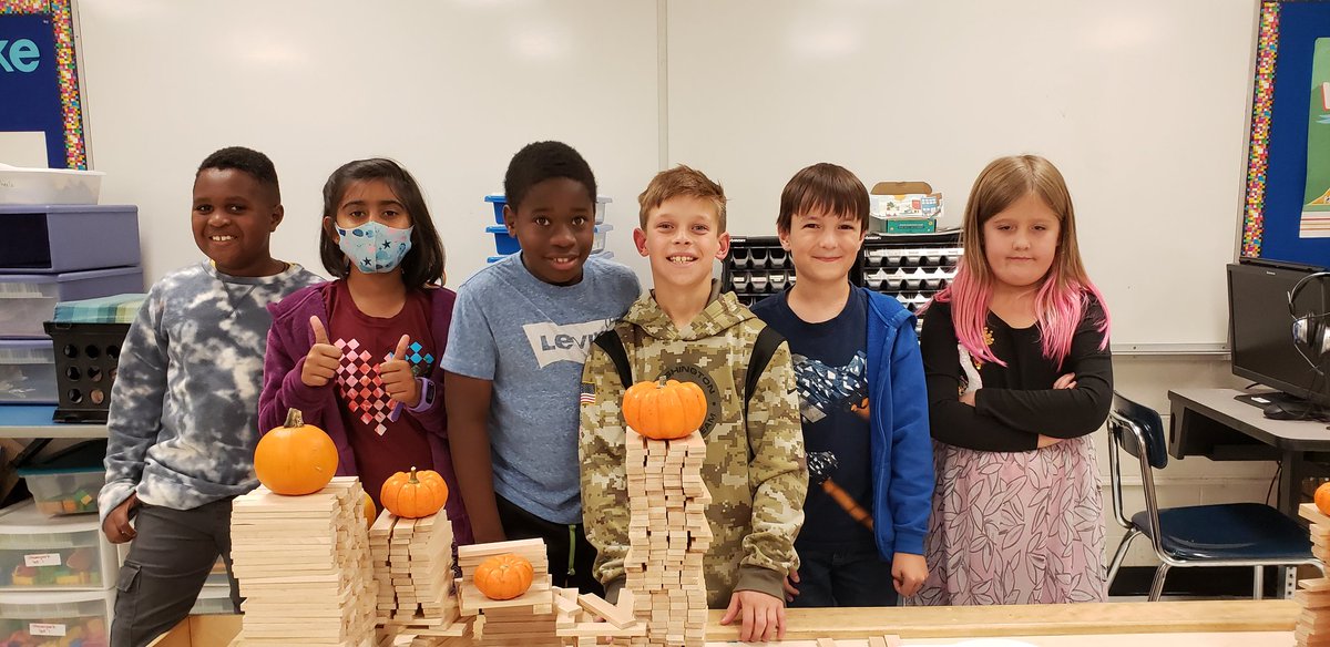 Great first day in the Maker Space today. Ss started desiring a Yehaken using Makedo, attempted the Keva Challenge, and designed a Fling the Pumpkin project. #wearemustangs @kdenny_ @Heather66750299 @JillGillikinAP