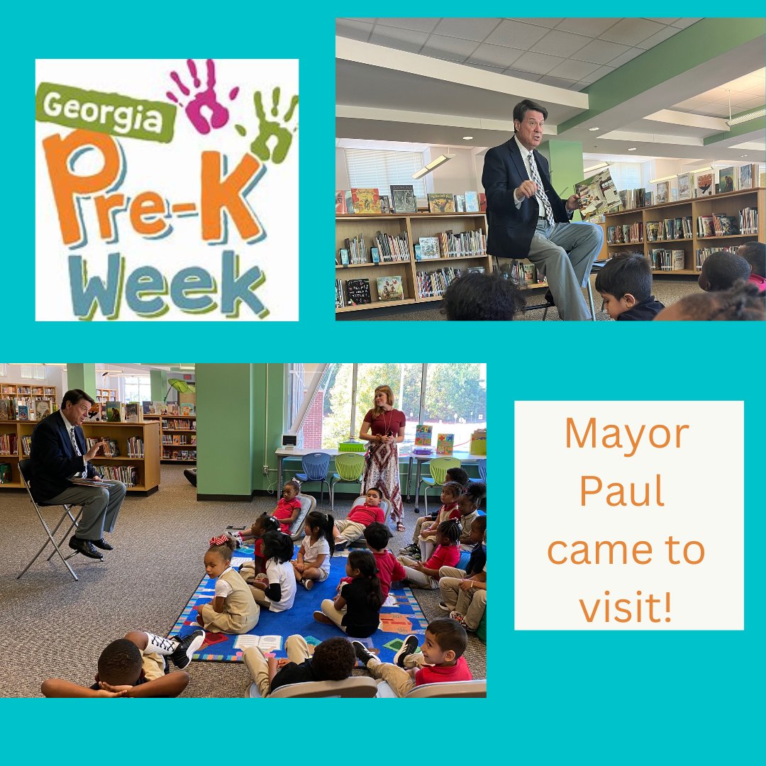 alison_tripp's tweet photo. Thank you to Mayor @paul_rustypaul for coming to read to our Pre-K classes for #GeorgiaPreKweek ! #togetherwesoar @IsonSpringsES @LakashaLee @TruesdaleAP https://t.co/X460ZDm4J9