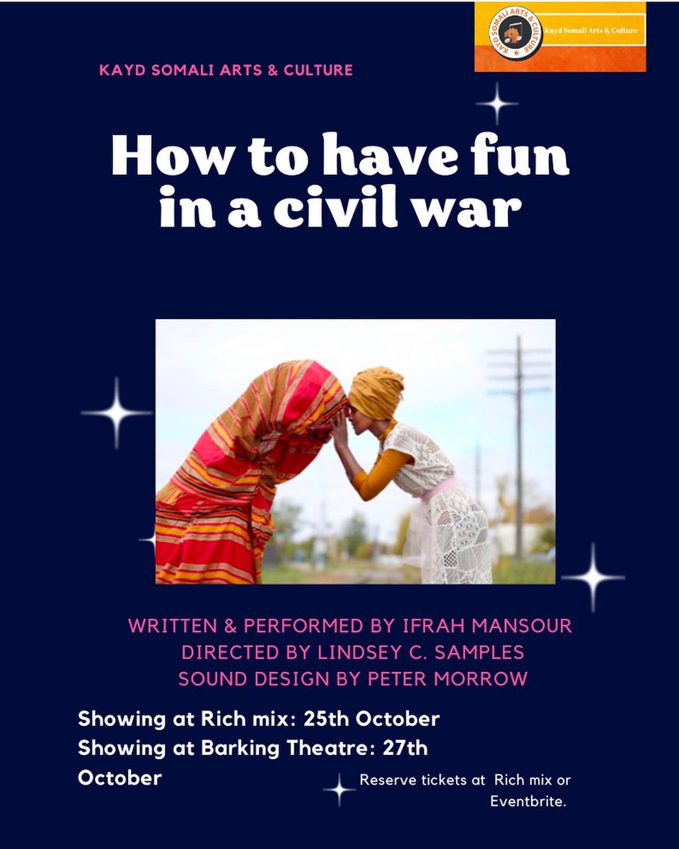 How to have fun in a civil war  - <a href="/ifrahMansour/">IFRAH MANSOUR</a> 

eventbrite.co.uk/e/412780767387