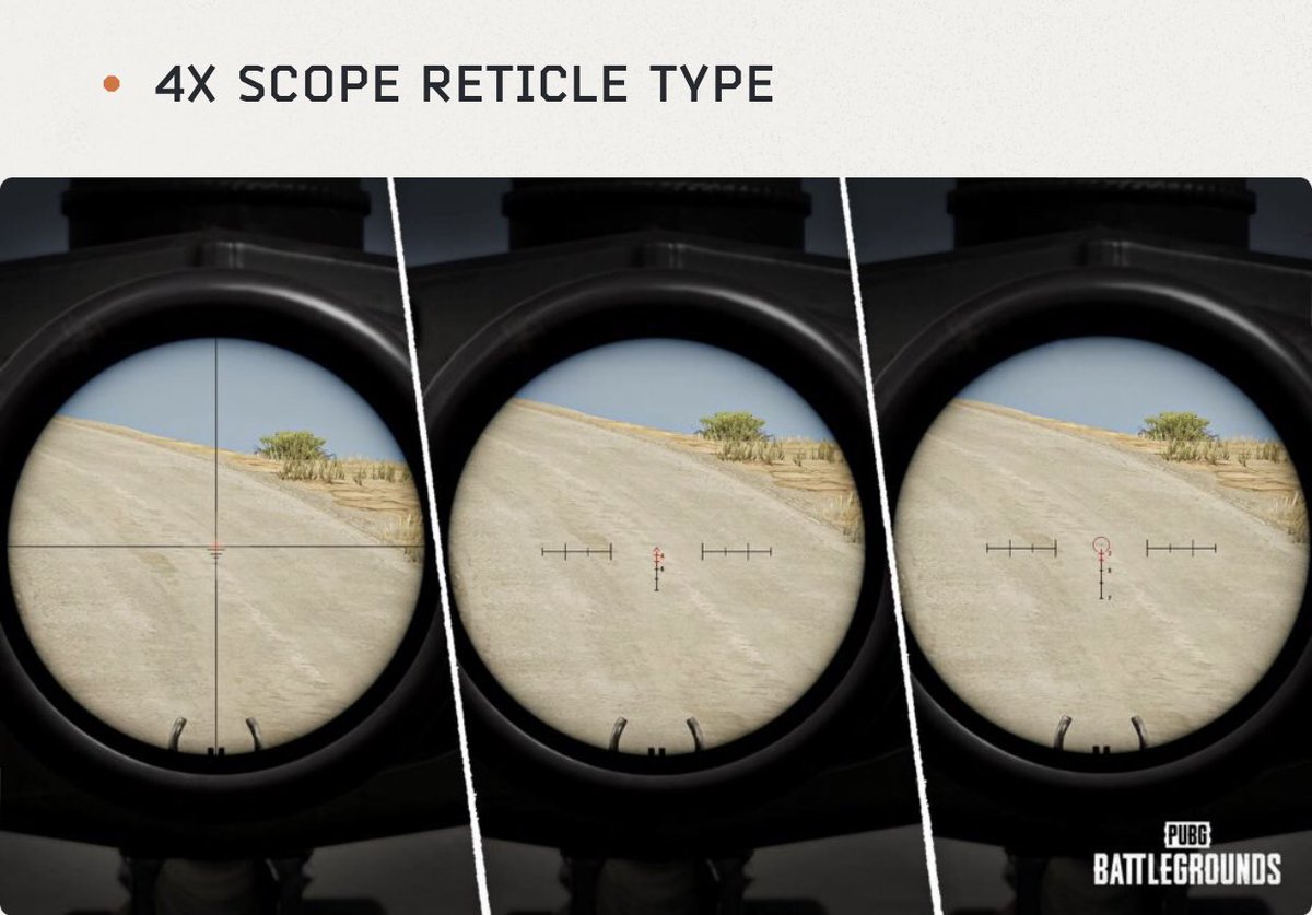 I was asking for this since day 1 of #pubg and we finally are going to get reticle selection! Which one are you choosing with update 20.1?