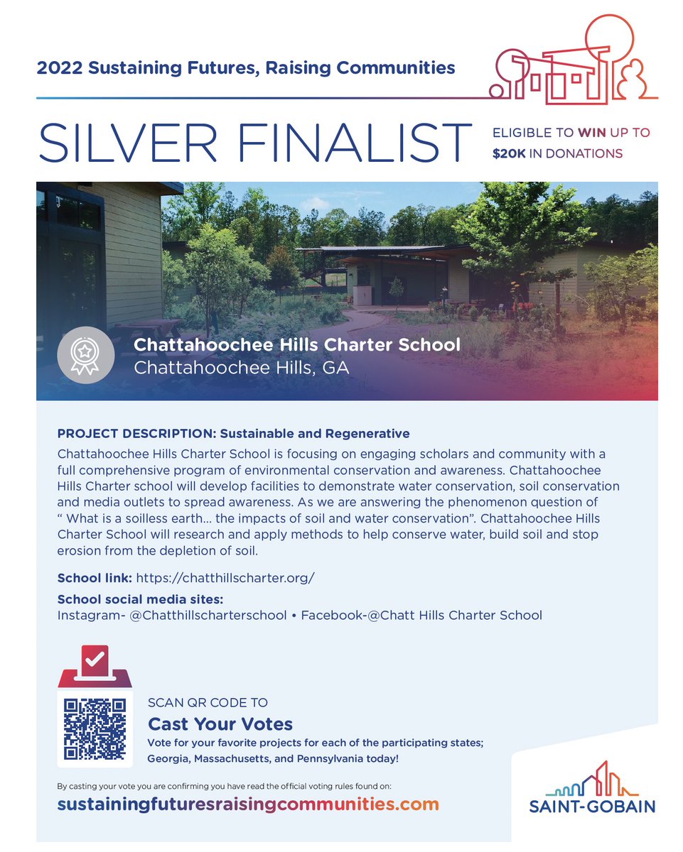 We need your votes!! We are Silver Finalists for a $20K donation from <a href="/saintgobain/">Saint-Gobain</a>!! You can vote as many times as you want!! Voting ends Oct 18, so please vote often daily!! Click the link below, scroll down to see our school, and vote many many times! 

…stainingfuturesraisingcommunities.com/votingform?Sta…