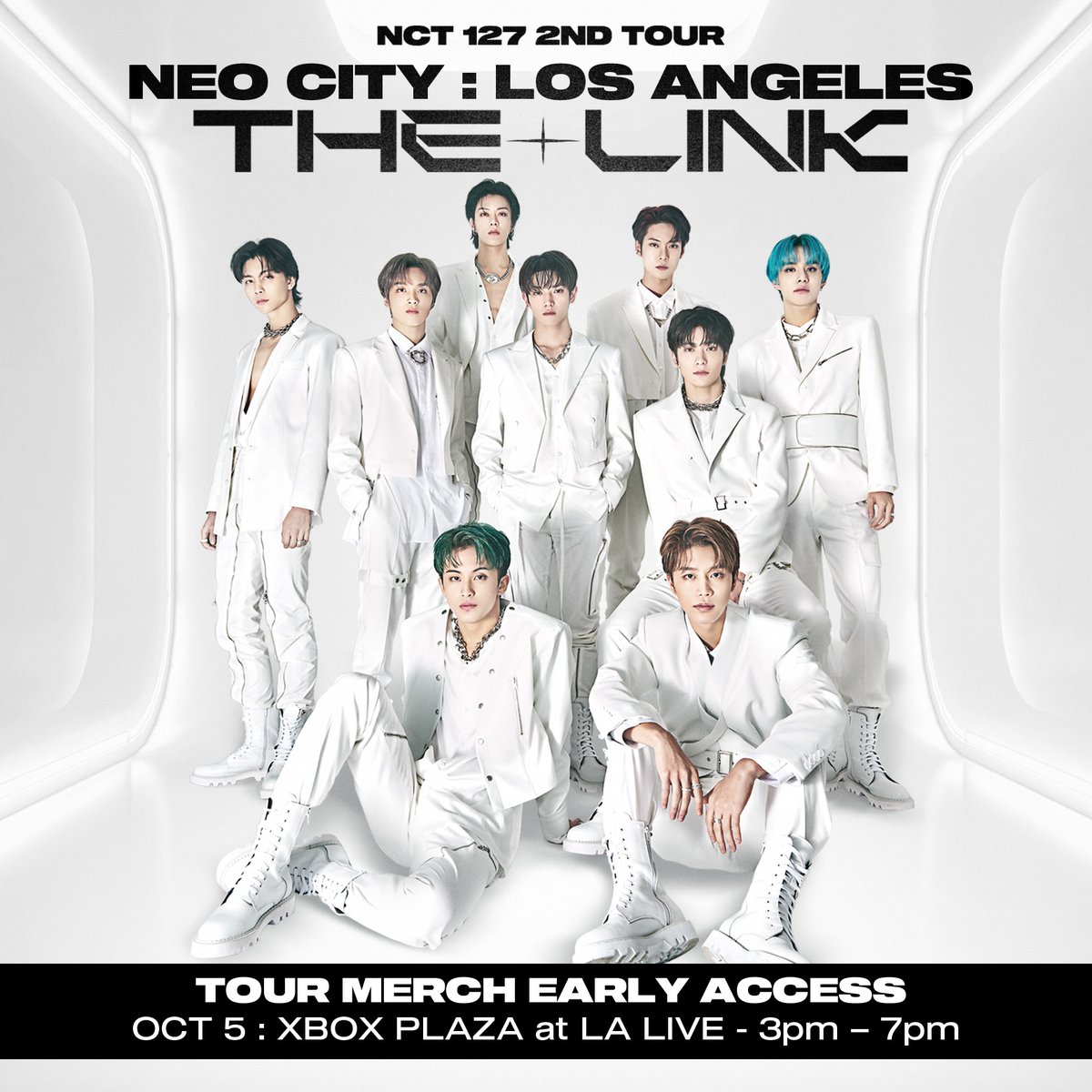 LA! Are you ready for NCT 127?! 💚

Come and grab your tour merch early today to prepare for tomorrow’s big night!

🛍 Official tour merch is available at XBOX Plaza at LA Live
⏰ Booth will be open from 3pm-7pm

See you soon! 🏎💨

#NCT127inLA #NEOCITY_THE_LINK_LA