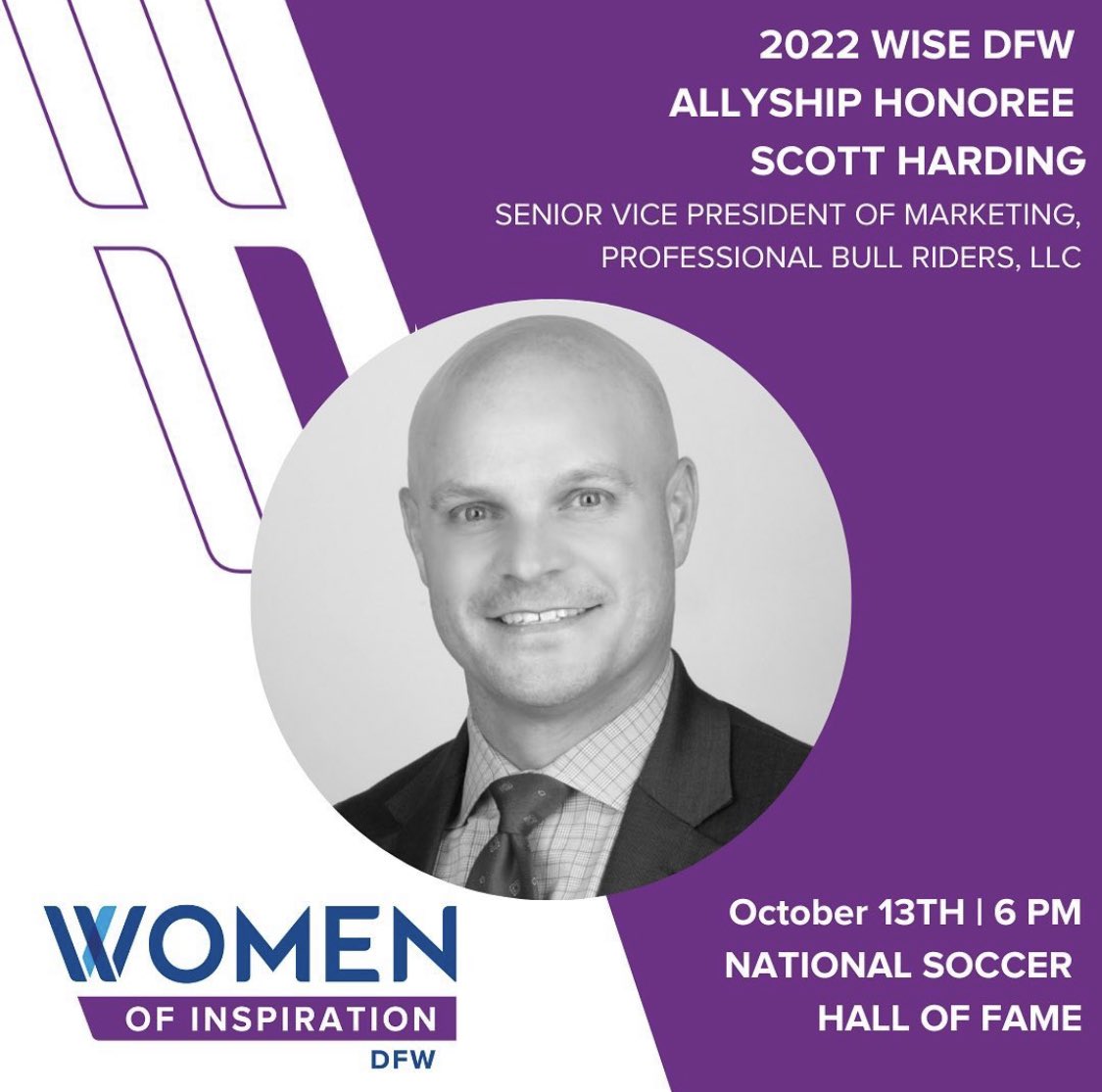 Announcing our 2022 Allyship Award winner, <a href="/scott_harding/">Scott Harding</a>.Scott was one of the first individuals to step up to help launch the WISE DFW chapter in 2019. We are excited to thank &amp; honor Scott for his commitment to supporting other women within the DFW sports and events community!