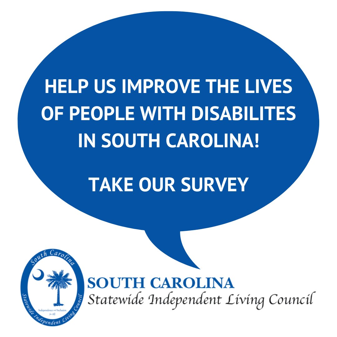 Able_SC's tweet photo. We need you! It's time to work together to make the lives of people with disabilities living in South Carolina better! Do you have a disability? Take this survey: https://t.co/CgpUUq7baw 
#Survey #Disability #SCSILC #SPIL #Advocate #LivesWorthLiving https://t.co/GTq9R7OoJt