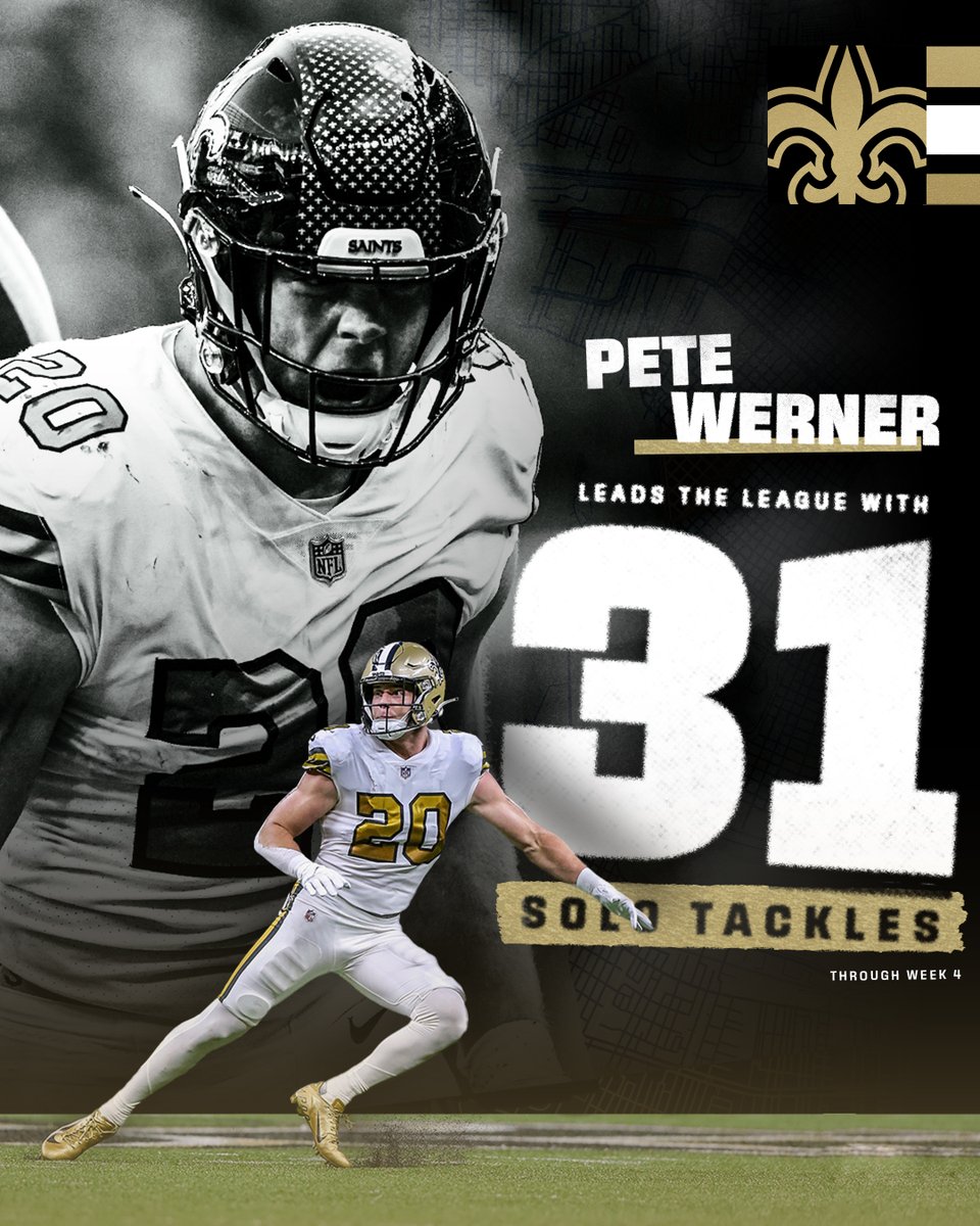 The <a href="/NFL/">NFL</a> leader in solo tackles through Week 4: 

<a href="/petewerner23/">Pete Werner</a>   💪