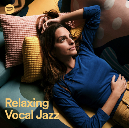 the playlist is titled "Relaxing Vocal Jazz" but this person looks stressed AF