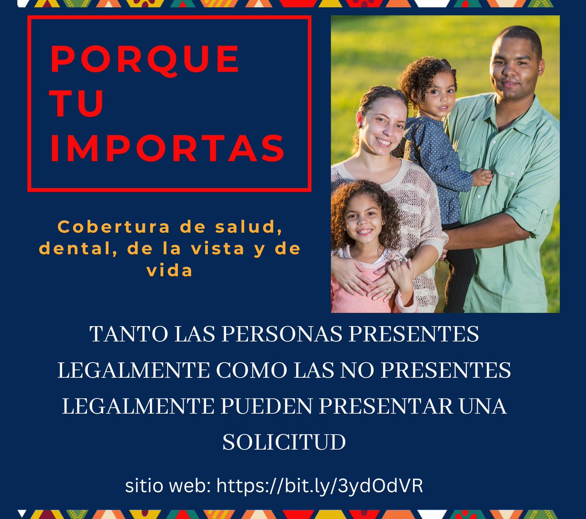 jjconsults's tweet photo. Porque Tu Importas

Tanto las personas presentes legalmente como las no presentes legalmente pueden presentar una solicitud

sitio web: https://t.co/mpnaws1a0e 

#HispanicHeritageMonth #Healthinsurance #Latinos #coberturadesalud https://t.co/4rbM8CegqV