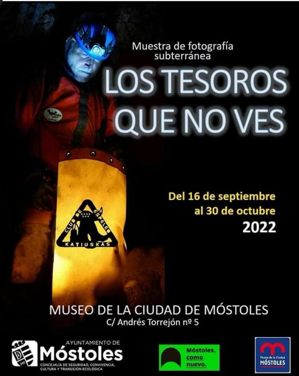 ⛏Nuestro compañero Ricardo Echegaray Murillo, junto con el club de espeleología de Móstoles, exponen hasta el día 30 de octubre en el museo de la ciudad de Móstoles
📅 Hasta el día 30-10
🕙 10:00 a 14:00/ 17:00 a 20:00 
📍 Museo de la ciudad de Móstoles (C/Andrés Torrejón, 5)