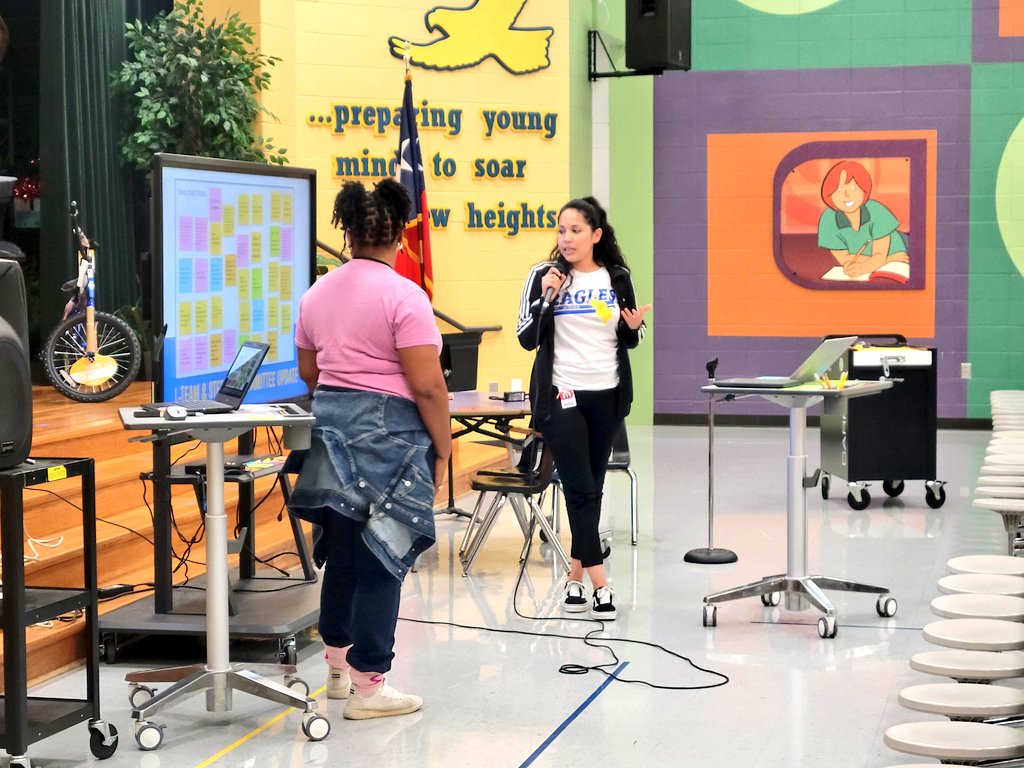 dr_dharvey's tweet photo. Today, we were happy to have a few of our Superhero Teacher Leaders present at our faculty meeting! Thank you, @itsMsGuerra, @IanishaChambers, &amp; @JonesDevyne! You rock! #JESWeAreONE 🦅 https://t.co/LZqMfz7JC2