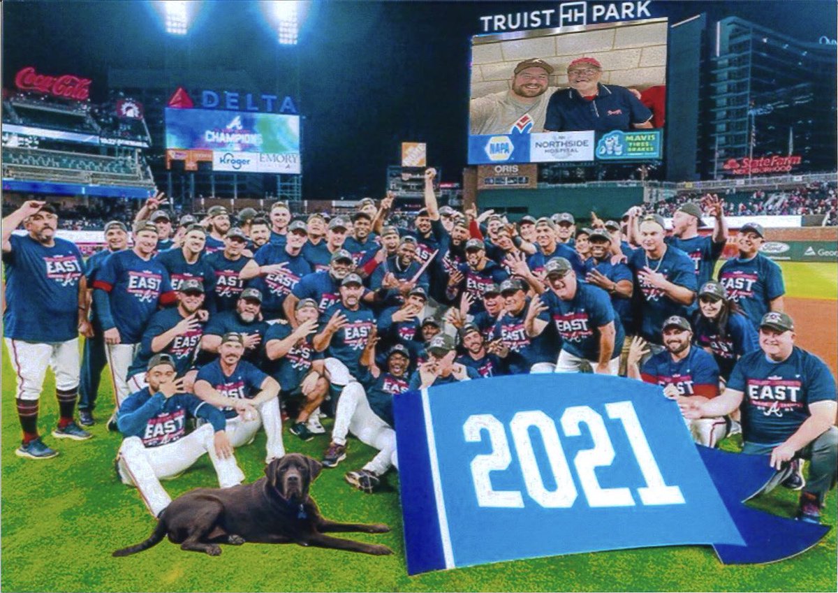 Last year's #clinch, with the boys, #bradyboy, and <a href="/JoeSJonesIII/">Joe Jones</a> &amp; me on the jumbotron.  Thanks Sarah (<a href="/JonesMcaden/">Jones, McAden, & Associates</a>) .  The <a href="/Braves/">Atlanta Braves</a> own the East! #ForTheA  #Choptober #BravesTwitterTakeover