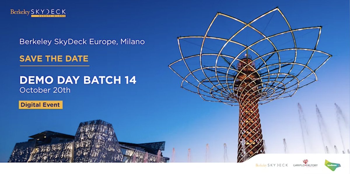 SkyDeck Europe, Milano is hosting its first ever Demo Day for the SkyDeck Europe program! This event will occur in person in Milan, Italy on October 20th. If you’re an accredited investor who would like to attend, apply for an invitation here: docs.google.com/forms/d/13ttn9…