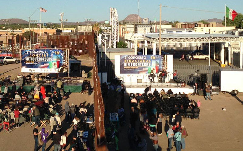 A free concert and performance of music, dance and art spanning the border wall between Naco, Sonora, Mexico and Naco, Arizona. The concert will include performers from Mexico, the U.S. and other parts of the world. It's theme is Youth and Migration.

October 29 @ 7pm