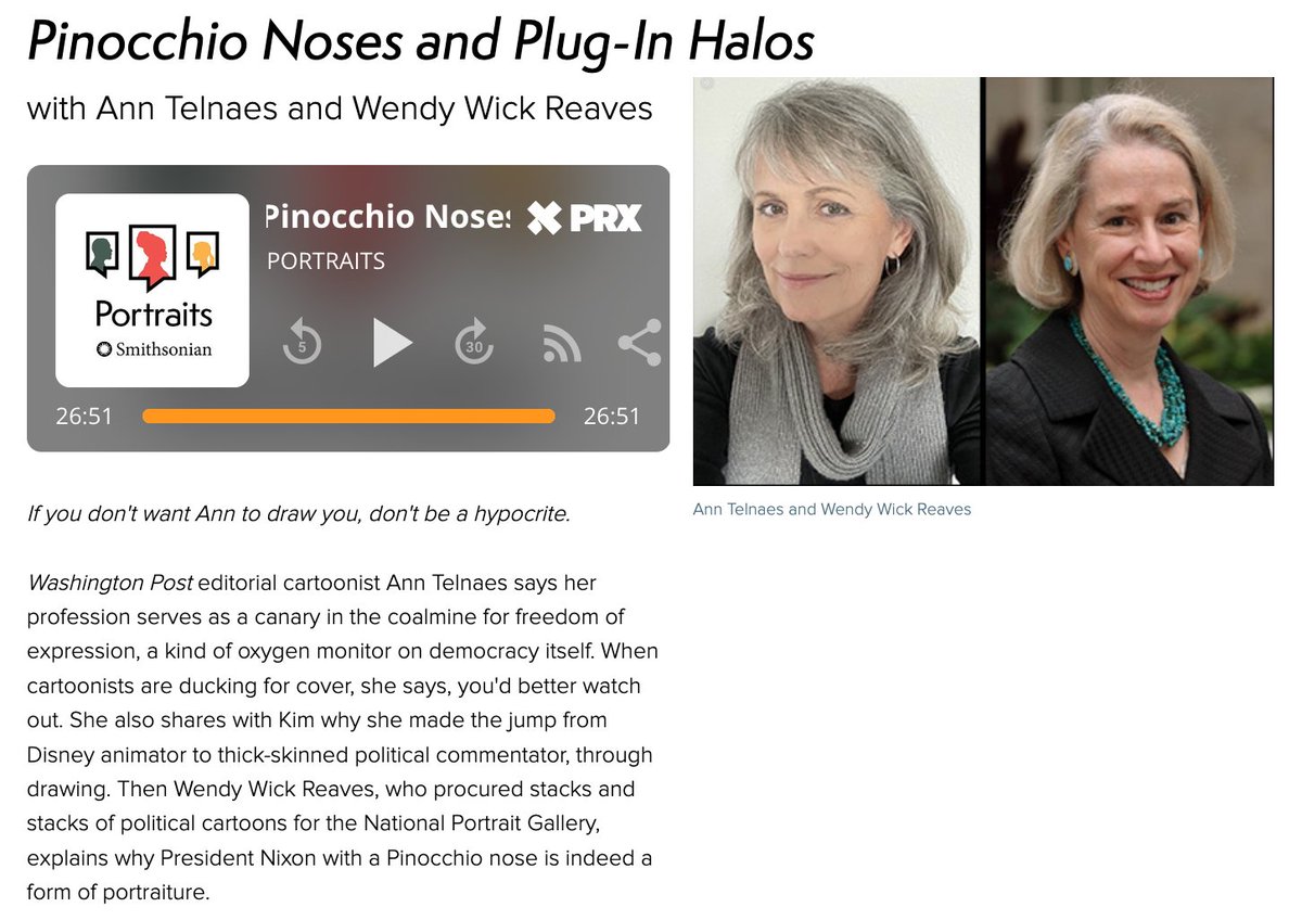 Recently I talked about editorial cartooning and caricature with <a href="/KimSajet/">Kim Sajet</a>, director of the National Portrait Gallery <a href="/smithsoniannpg/">National Portrait Gallery USA</a> 

npg.si.edu/podcasts/pinoc…
