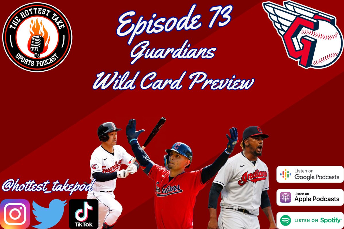 The Hottest Take (@hottest_takepod) on Twitter photo Episode 73 just dropped as our friend <a href="/Eheiss00/">Ethan Heiss</a> joins the show to discuss the #Guardians Wild Card Series. 🔥
We chat:
♦️Award Candidates 🏆
♦️Guardians Strengths
♦️Playoff Roster
♦️#Rays Preview
♦️Series Prediction 👀
♦️Tito's Impact 🧠
Listen Below!⤵️
podcasts.apple.com/us/podcast/gua… Episode 73 just dropped as our friend <a href="/Eheiss00/">Ethan Heiss</a> joins the show to discuss the #Guardians Wild Card Series. 🔥
We chat:
♦️Award Candidates 🏆
♦️Guardians Strengths
♦️Playoff Roster
♦️#Rays Preview
♦️Series Prediction 👀
♦️Tito's Impact 🧠
Listen Below!⤵️
podcasts.apple.com/us/podcast/gua…