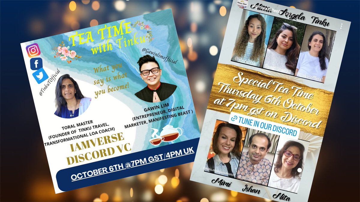 Tea Time with Tinku tomorrow is going to be off the charts. Join us live and lets celebrate wins, experiences  and people together!🤩🥳🤗
<a href="/WomenUniteNFT/">Dana</a> <a href="/Iamverse_/">Iamverseofficial</a> <a href="/GawinLim/">Gawin Lim</a>