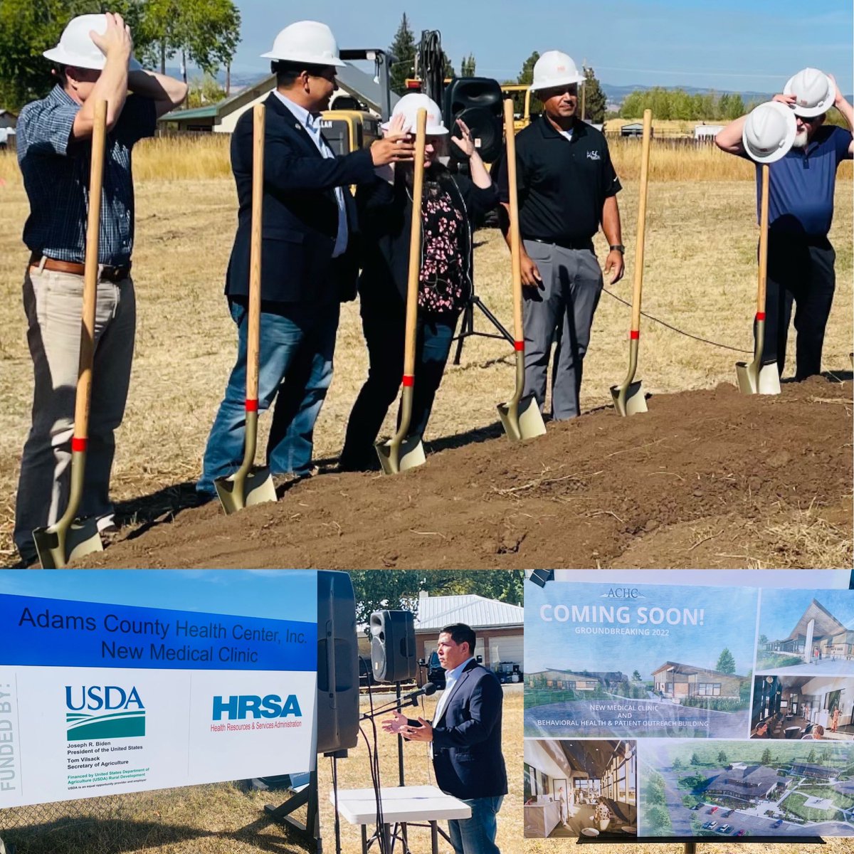 RudySotoIDUSA's tweet photo. Meant a lot to be apart of the ground breaking ceremony for Adams County Health Center’s new medical clinic today. This is the first major construction upgrade since their facility was built over 60 years ago. https://t.co/5eAJujpYxi