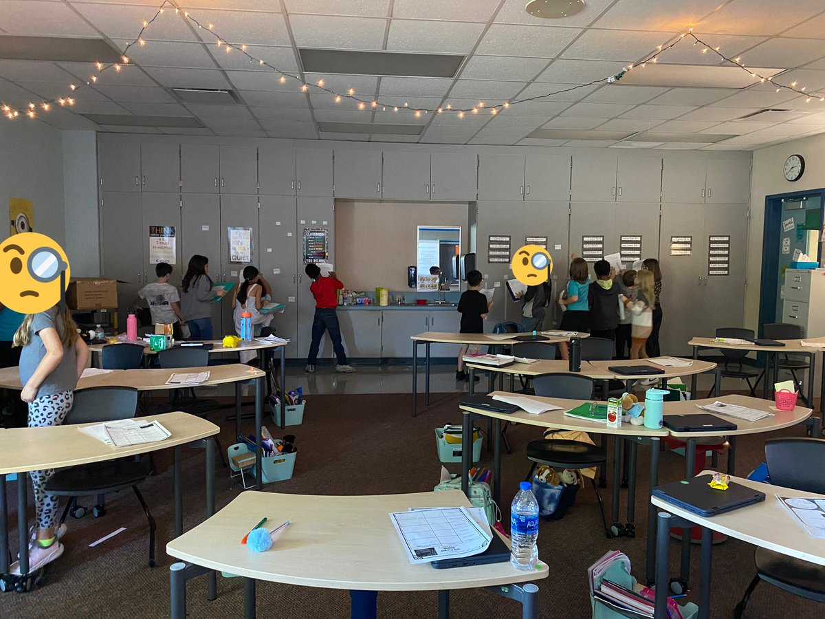 MissReiken's tweet photo. On a scavenger hunt looking for text evidence around the room! They’re working together to continue learning about desert and aquatic biomes to prep for making their own biomes later this week. @OrioleTweets @ButlerCOE https://t.co/WrLYKRseVY