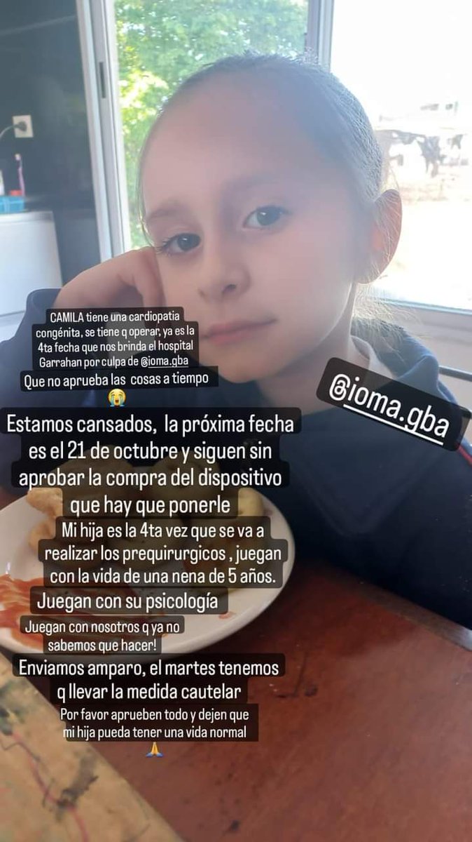 Cucusita13's tweet photo. Por favor RT!  @IOMAgba @homerogiles siguen jugando con la salud de afiliados. Camila necesita su cirugía qué esperan @nkreplak ?? https://t.co/GR2Pq2ejYg