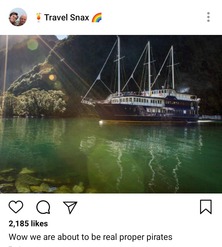 Lucius IG: image of ship headed to the harbour. Caption reads "wow we are about to be real proper pirates" 