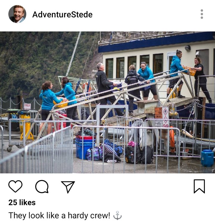 Stede's IG. Photo of crew loading up ship
Caption reads "they look like a hardy crew!" 