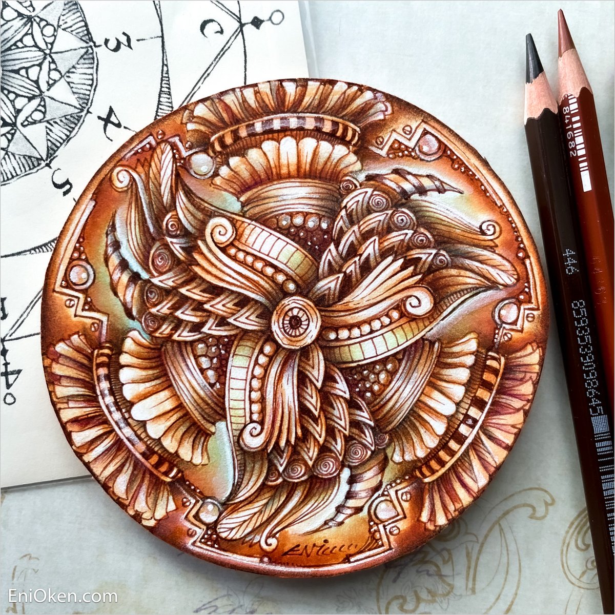 EniOken's tweet photo. Ok, this is the last of the rusty fish: I took some bits and pieces and made it into a Zendala. Super fun!!! To see more pictures visit my blog https://t.co/FrZ0I8OAmA https://t.co/uUBL2nTQjj