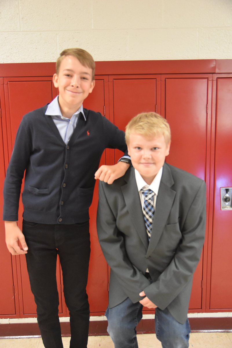 CVille_AP's tweet photo. What an awesome day!  Opposite day at CMS - students dress like teachers, and teachers dress like students!  We even had a mini-Kantor and mini-Miller! #cmstrojanpride #csd_allmeansall https://t.co/bzA1otA74p