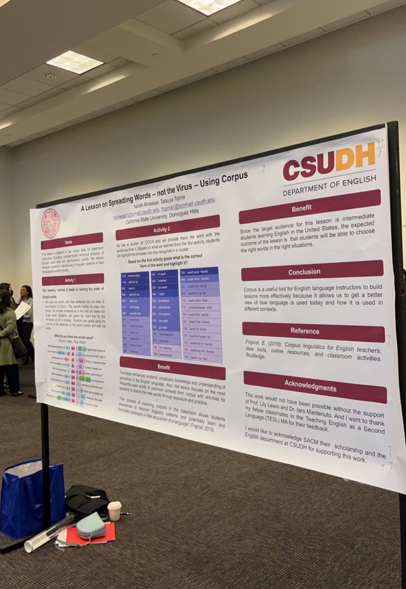 NorahAlnassar1's tweet photo. The annual CATESOL conference, this year. I presented A lesson plan by using corpus. It was a great experience! Thank you #CSUDH English department and #CATESOL https://t.co/vTizFDSRkJ