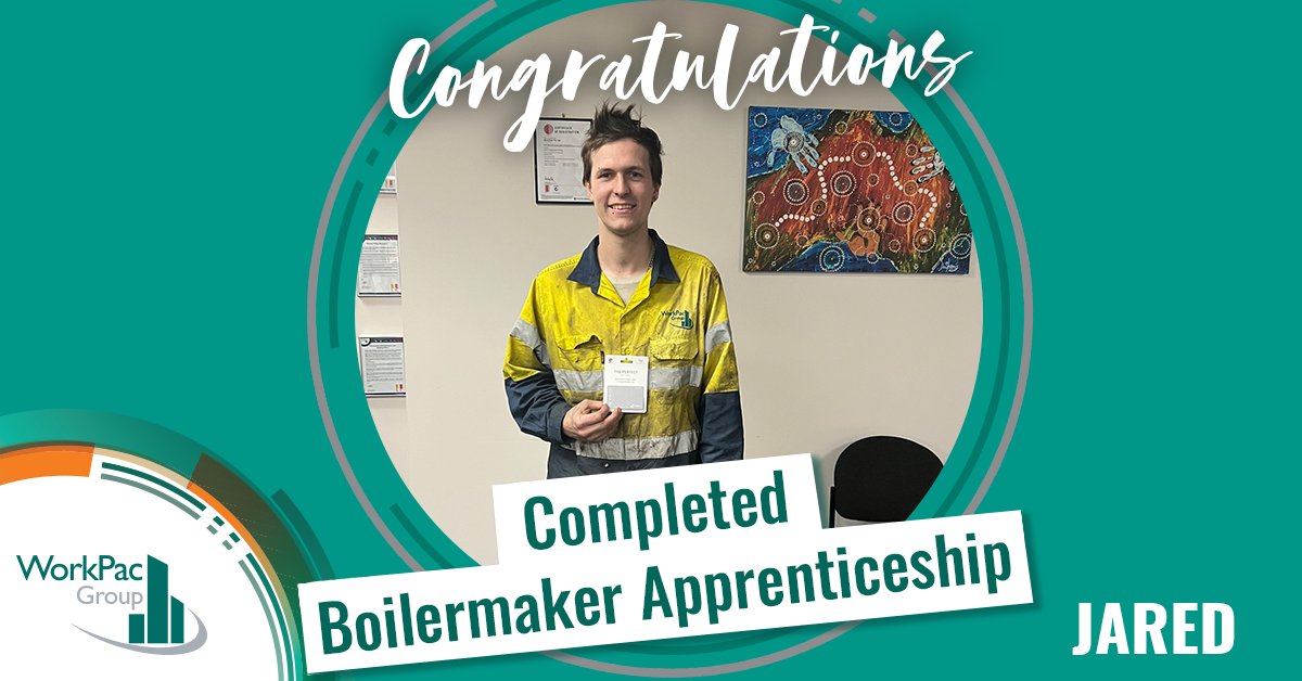workpac's tweet photo. WorkPac would like to congratulate Jared on his recent completion of his final year of his boilermaker apprenticeship at Heatlies BBQ. Jared has worked with WorkPac for the last 3 of his 4 year apprenticeship and has now gone full time with our client. Best of luck Jared! https://t.co/OvEu1pEbiG