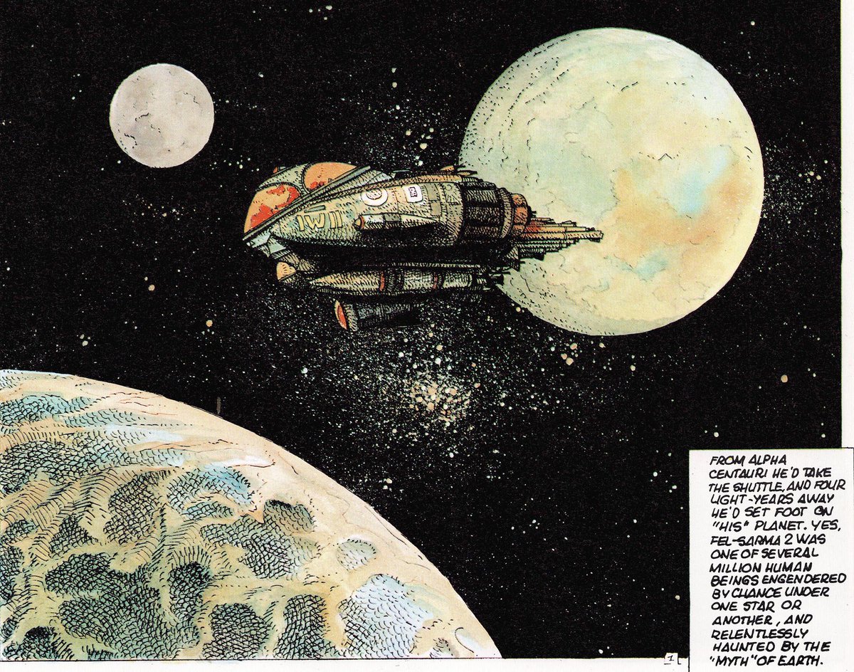 Ranaroth2's tweet photo. Enki Bilal. From Outer States, Catalan Communications, 1990. #EnkiBilal #art #illustration #scifi #scifiart #spaceship #OuterStates https://t.co/rmeCq0DJmc