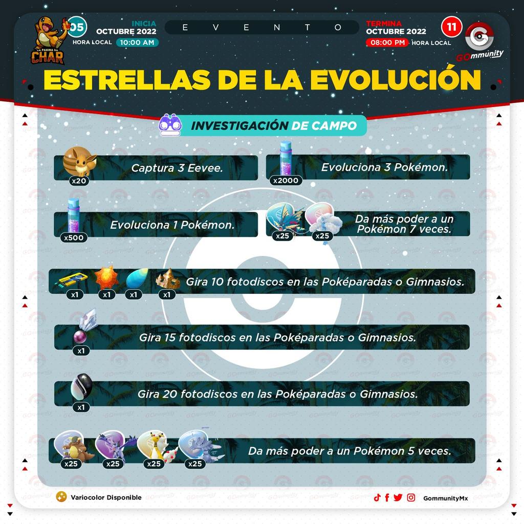 PokemonGoPer's tweet photo. Atención entrenadores ‼️les traemos la lista actualizada de los jefes de incursiónes y las misiones temáticas del evento #EstrellasDeLaEvolucion disponibles hasta el 11 de Octubre a las 8:00 PM hora local 🕛.
☑️ Infografía: @GommunityMx
#PokemonGO #PokemonGoApp #EvolutionStars https://t.co/EmLuqV0sjV