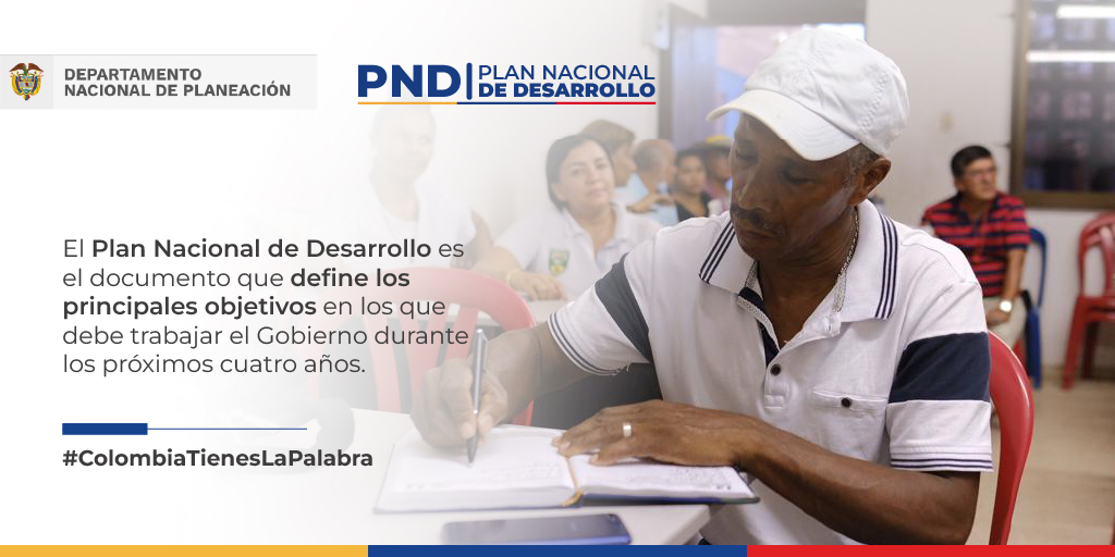 MinjusticiaCo's tweet photo. El Plan Nacional de Desarrollo es el documento que fija las coordenadas y los objetivos en los que debe trabajar el Gobierno durante los próximos 4 años, a fin de alcanzar la #PazTotal con justicia social, ambiental y económica para colombianas y colombianos.
#TuPlanDeDesarrollo https://t.co/J4RU8PpHXi